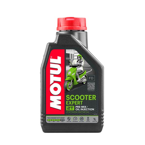 MOTUL-Scooter-Expert-2T MOTUL Scooter Expert 2T je mazivo za 2-taktne motorje skuterjev z mešanico ali z neposrednim vbrizgom olja, ki delujejo pri visokih motornih vrtljajih.
